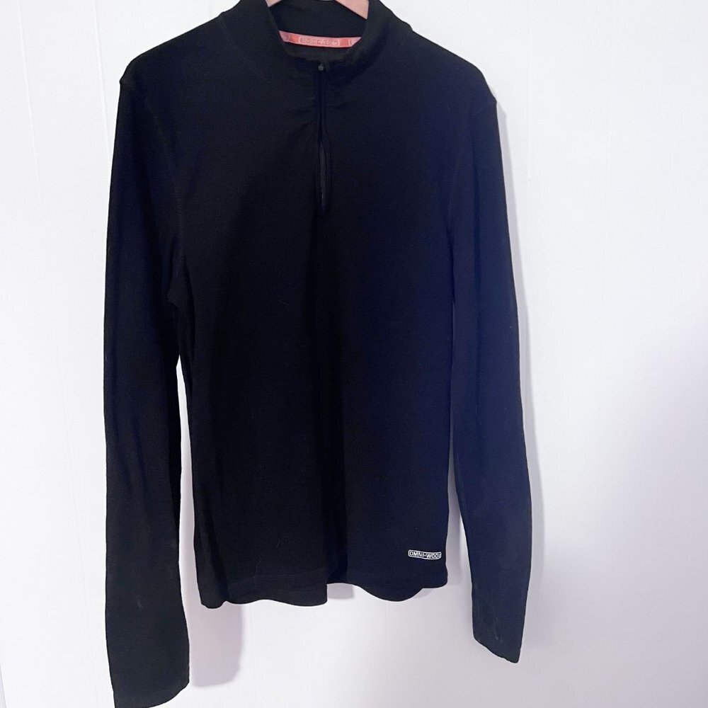 Omniwool quarter zip wool base layer black large
